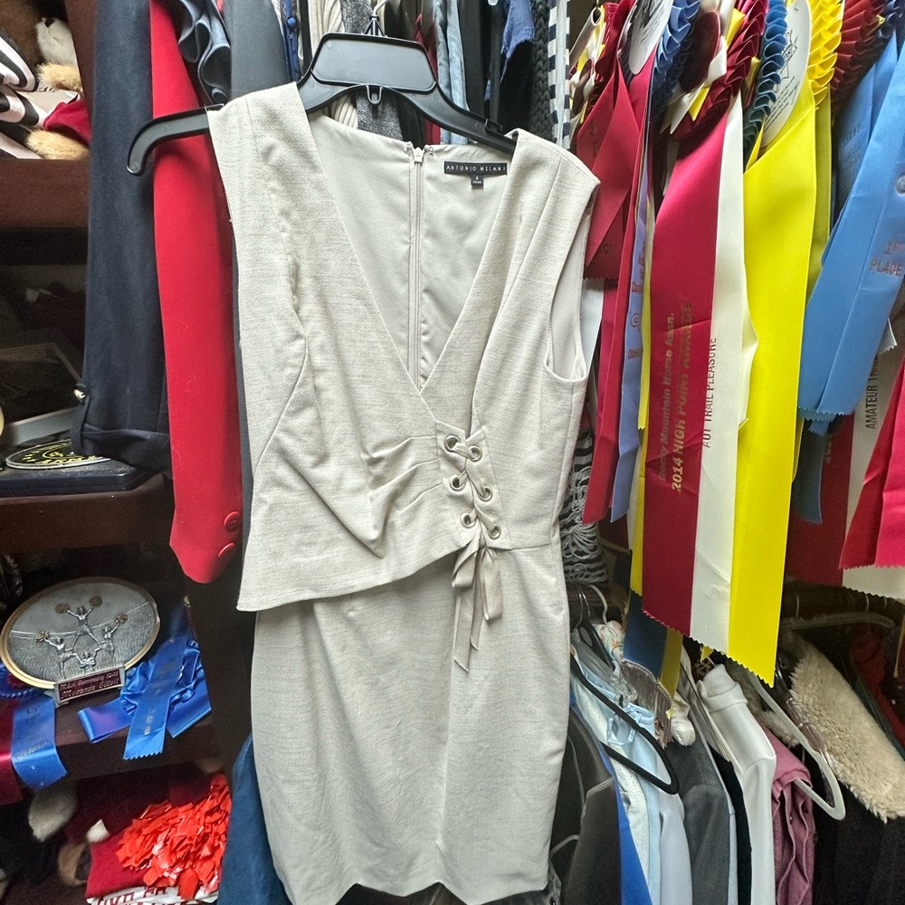 ANTONIO MELANI Beige Lace-Up Mini Dress